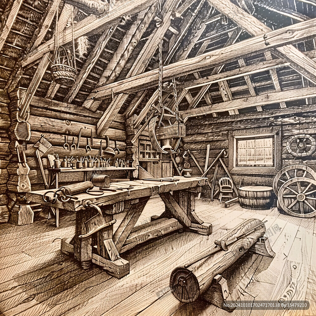 小木屋艺术画