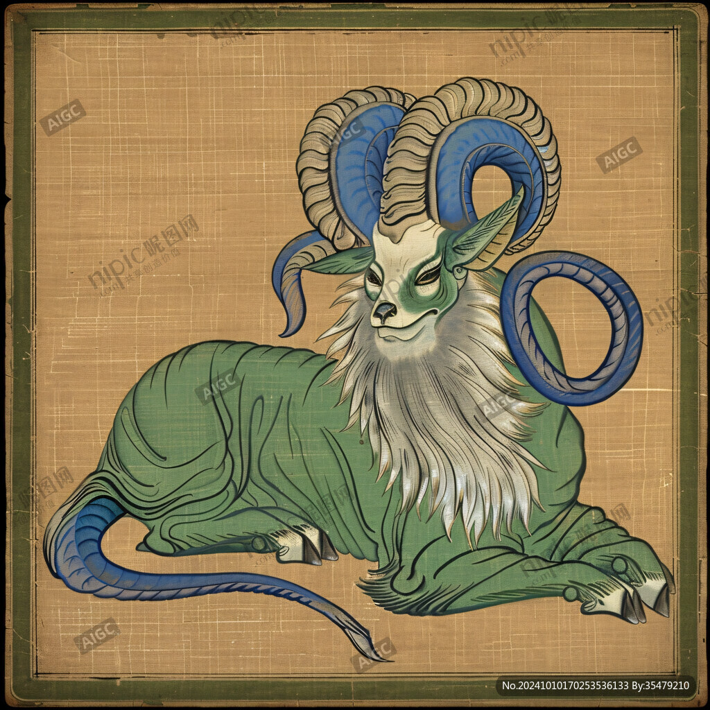 山羊复古装饰画