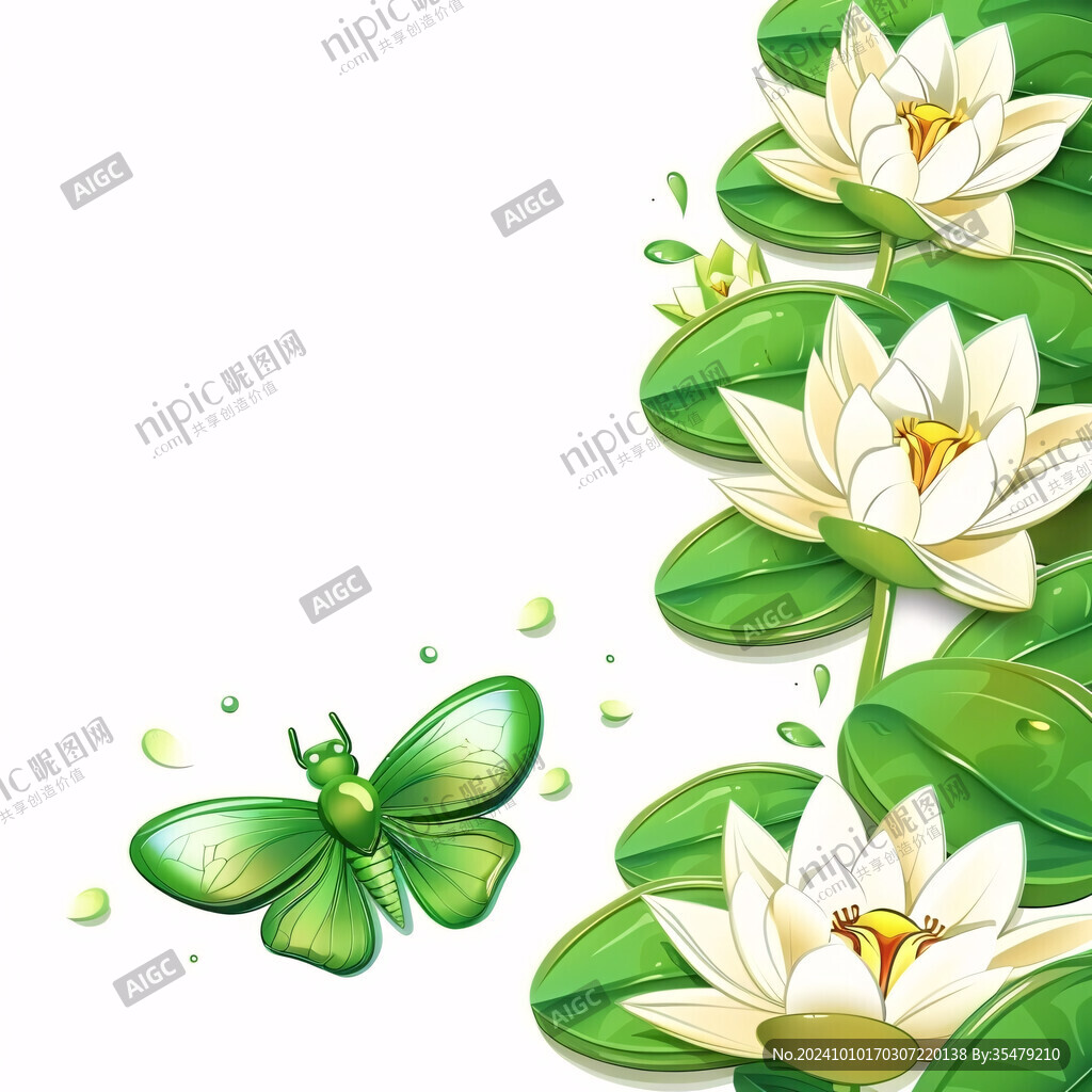 落有蜻蜓的荷花
