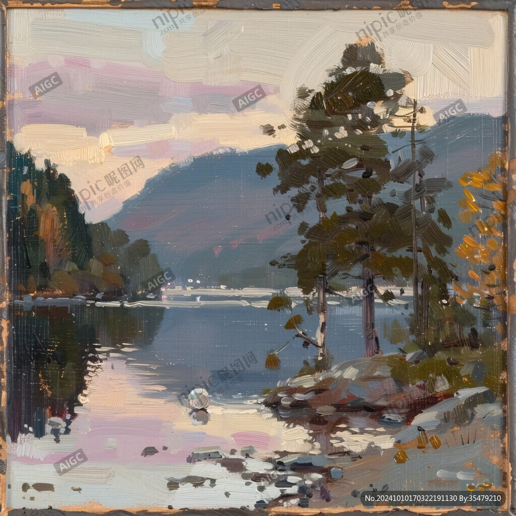 湖畔风景画
