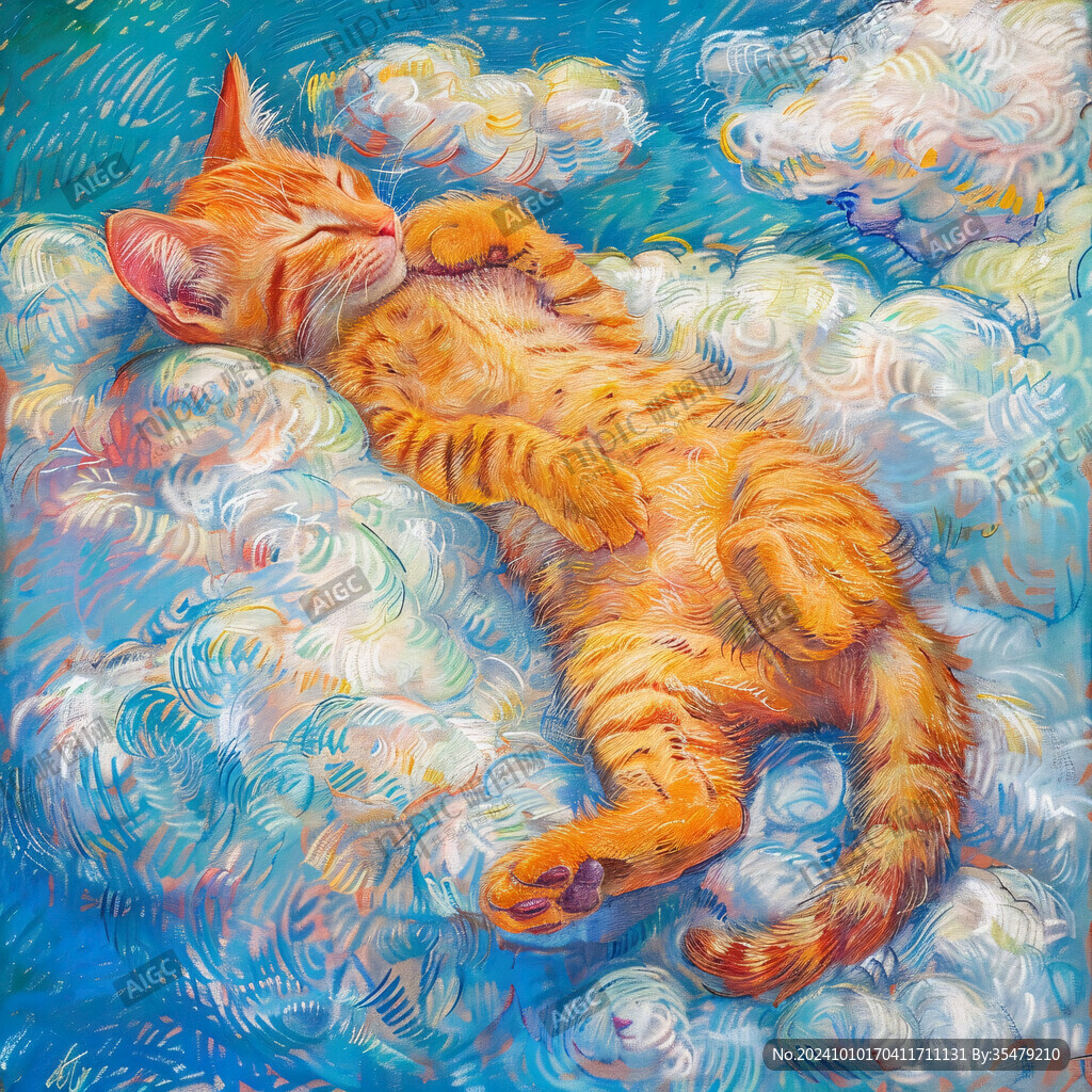 手绘猫眯装饰画
