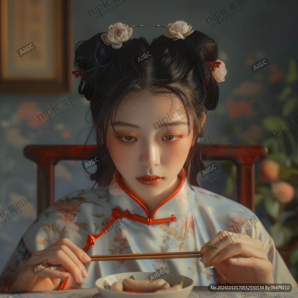 丫鬟髻少女