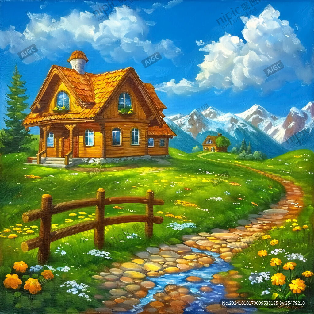 小木屋艺术画