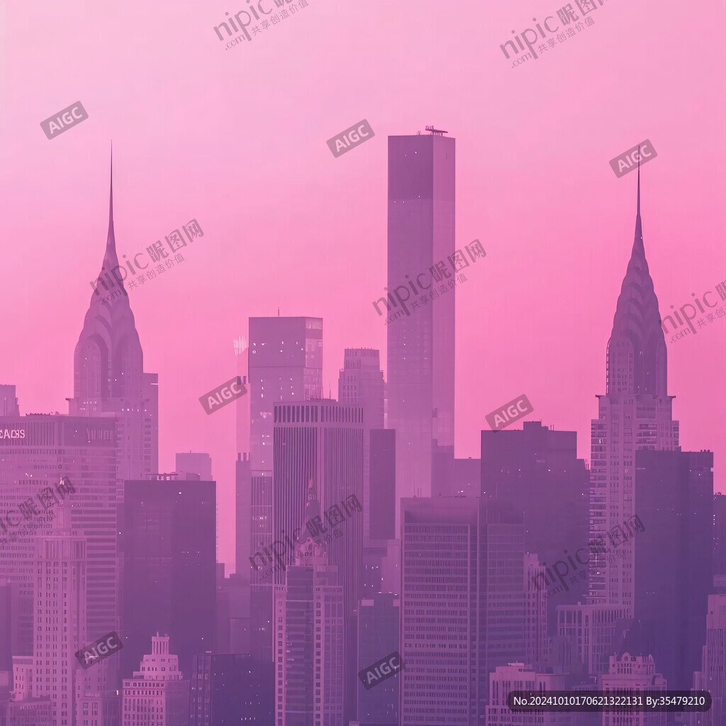 纽约筑插画背景展板