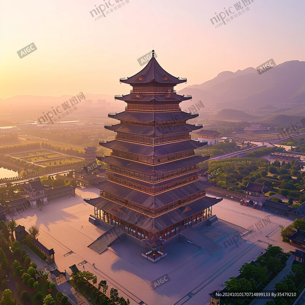 中式塔楼公园