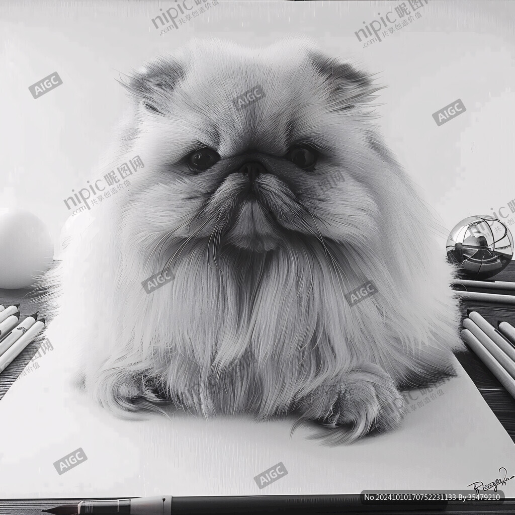 写实猫毛茸茸宠物插画