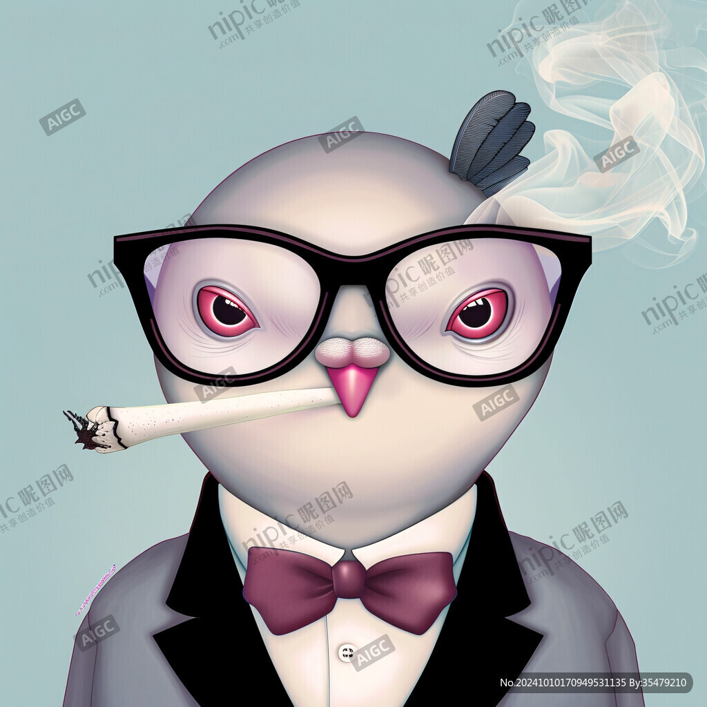 卡通叼烟斗的人