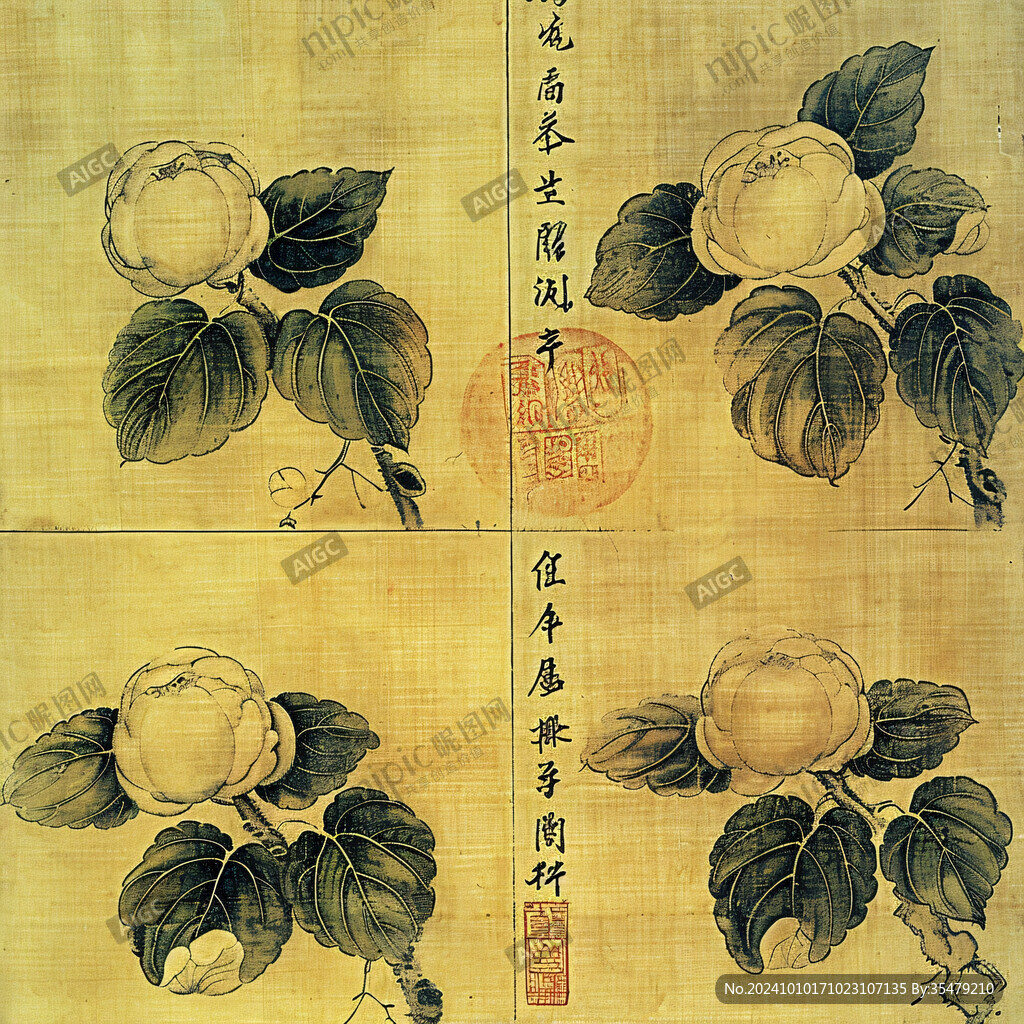 工笔茶花手绘