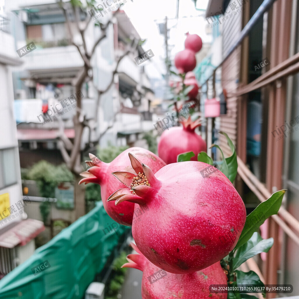 屋顶的石榴