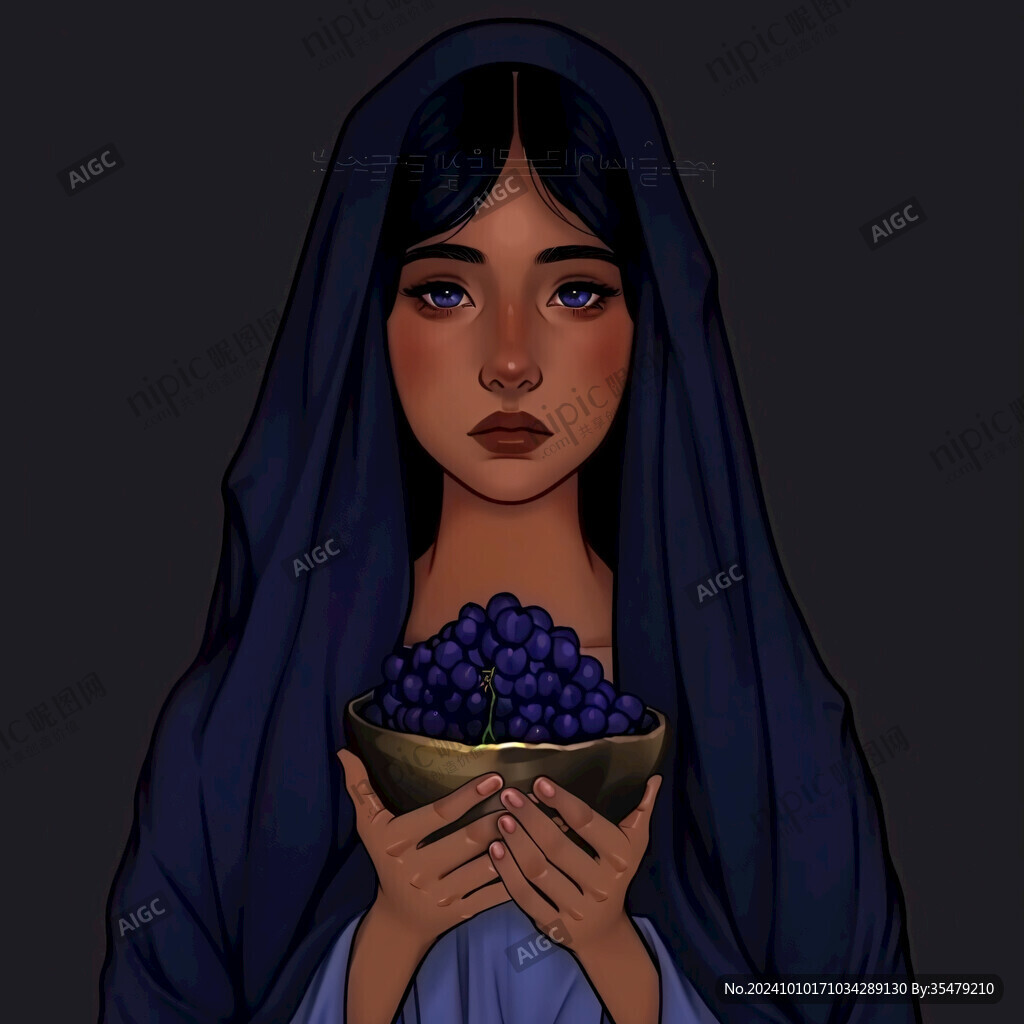 蓝莓插画美女