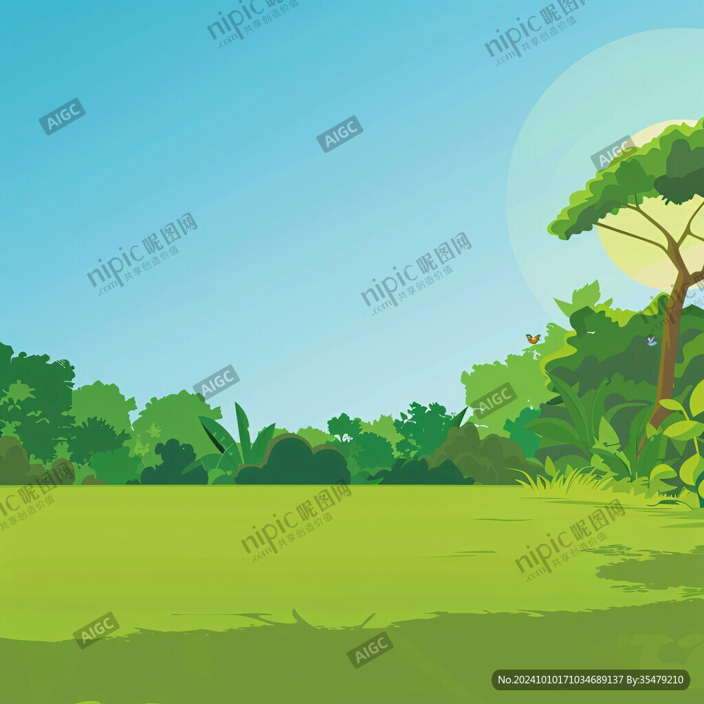 阳光晴朗风景插画
