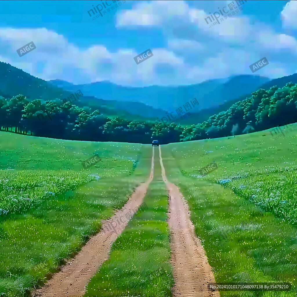 乡间道路油画