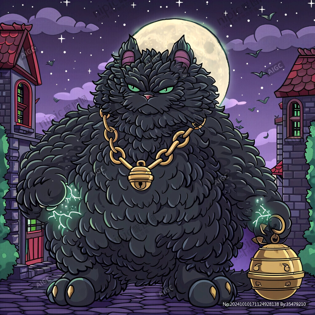 卡通长毛猫插画