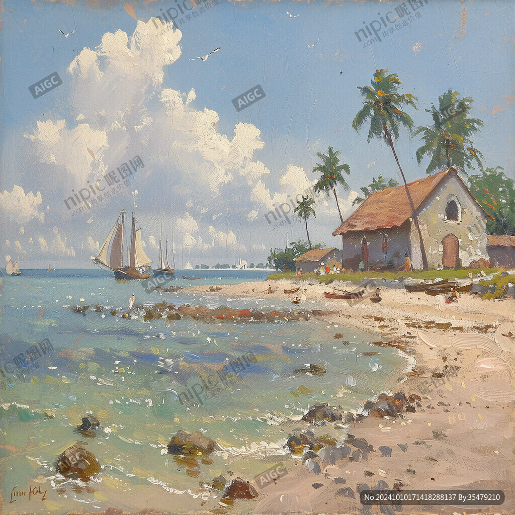 海滩风景画