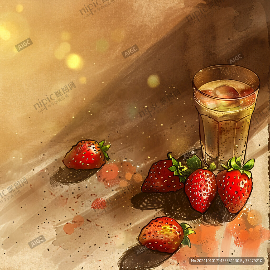 草莓汁插画