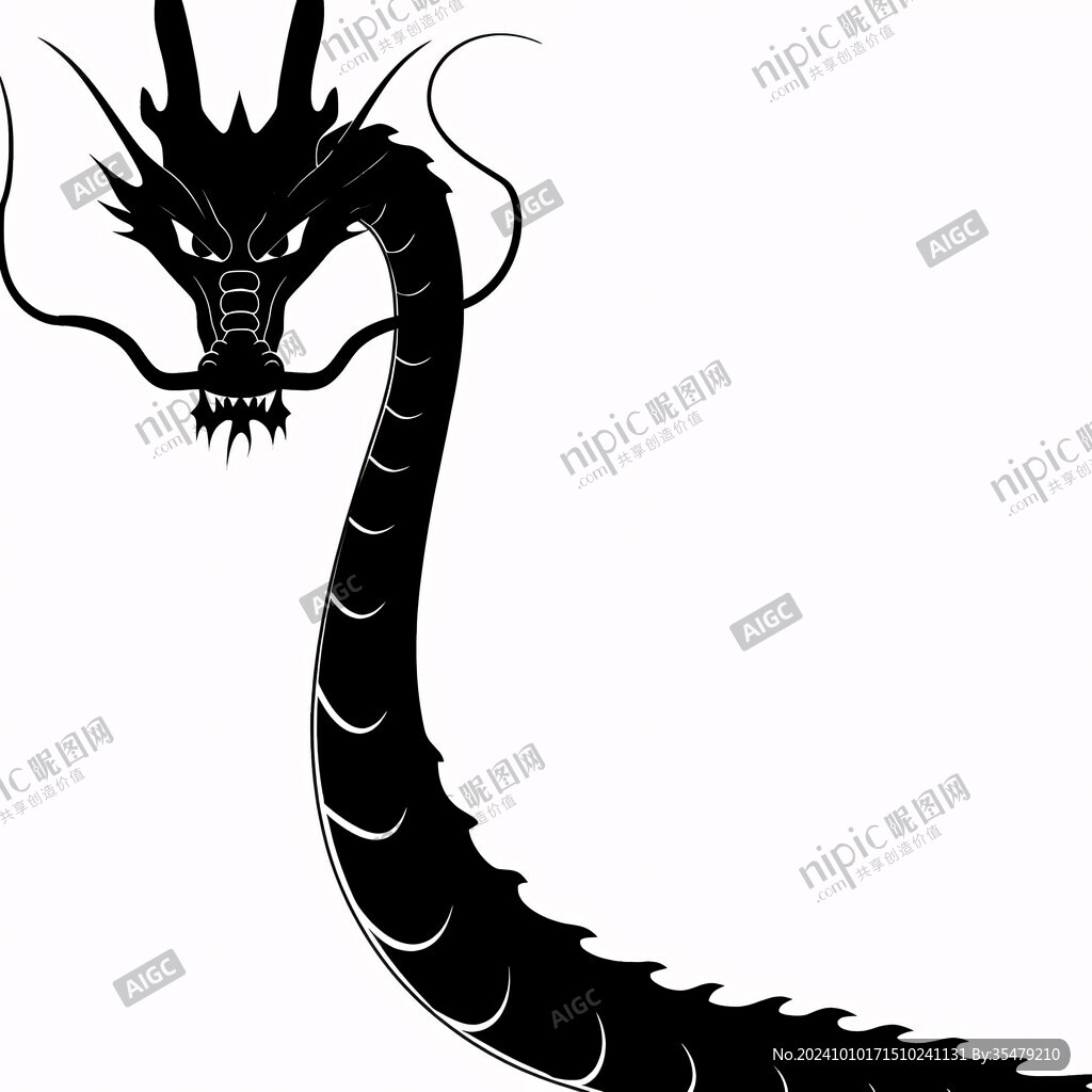 水墨龙头龙尾