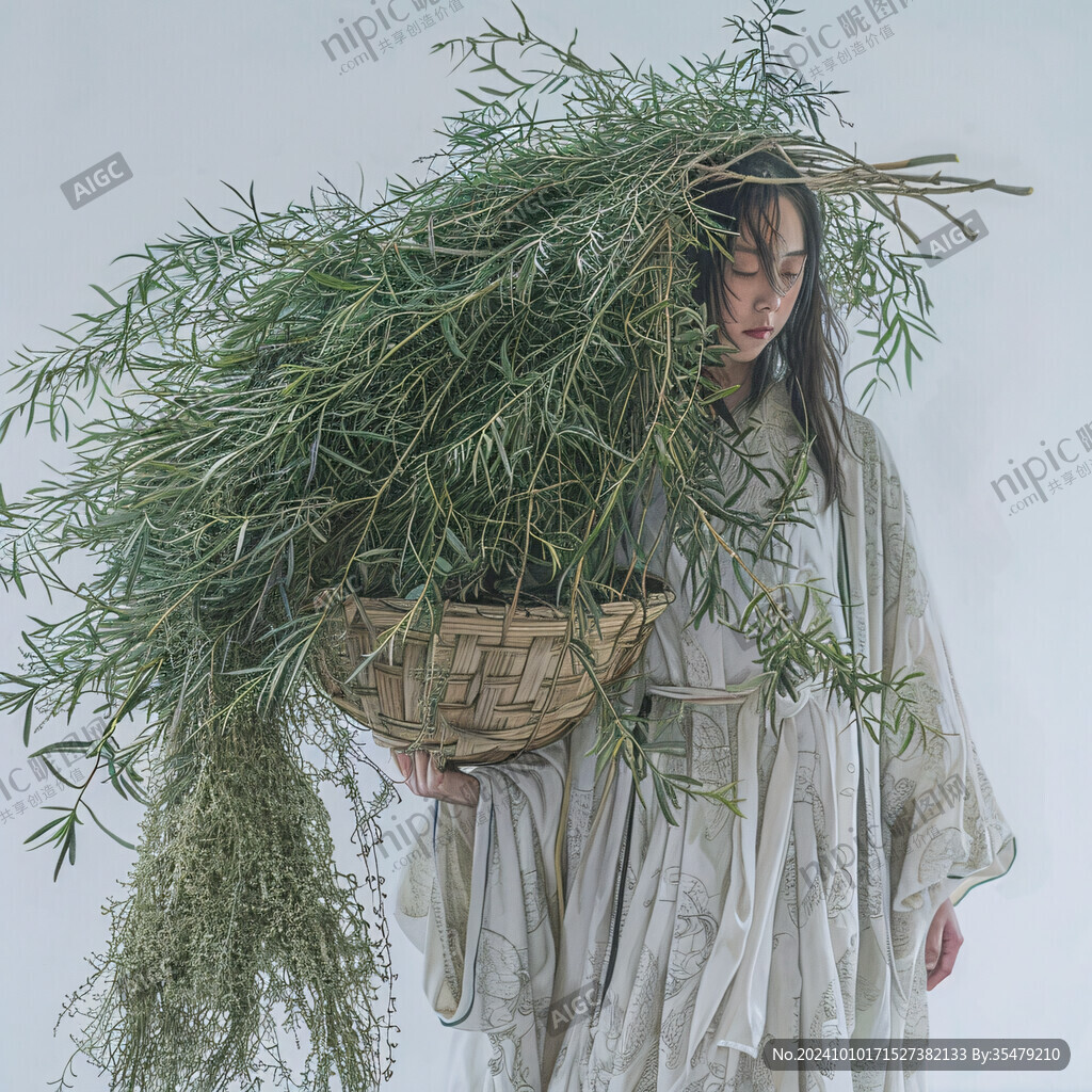 端竹筐采茶女