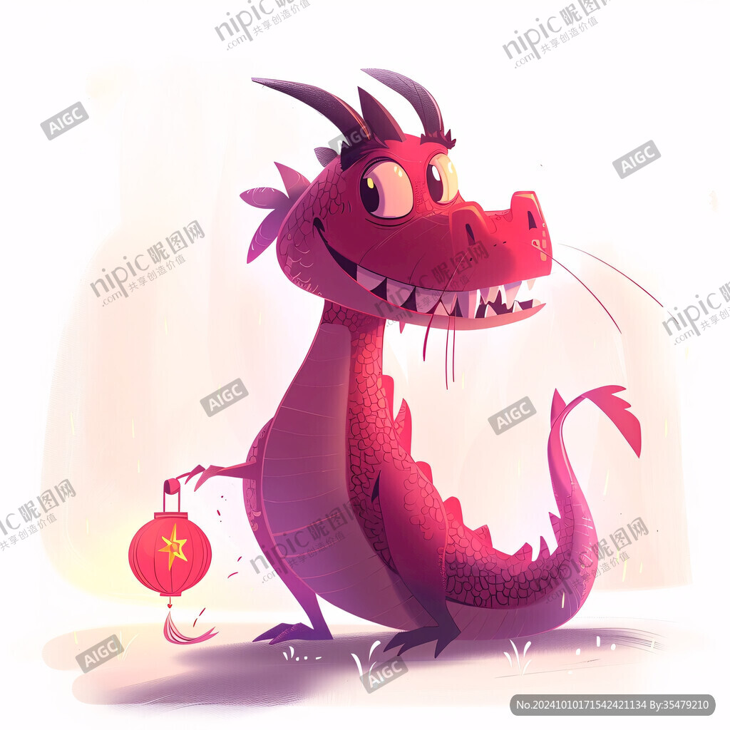 卡通龙拿灯笼