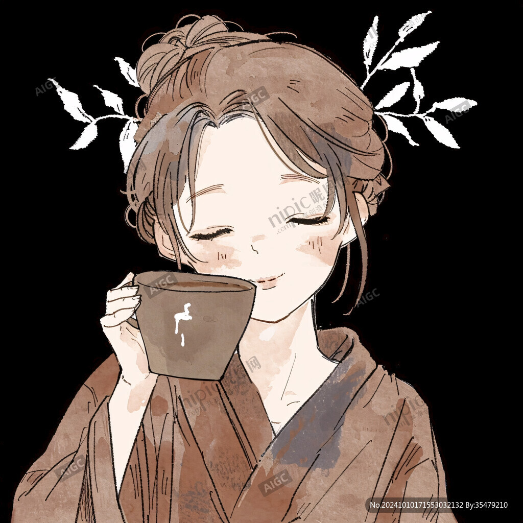 茶叶女孩插画