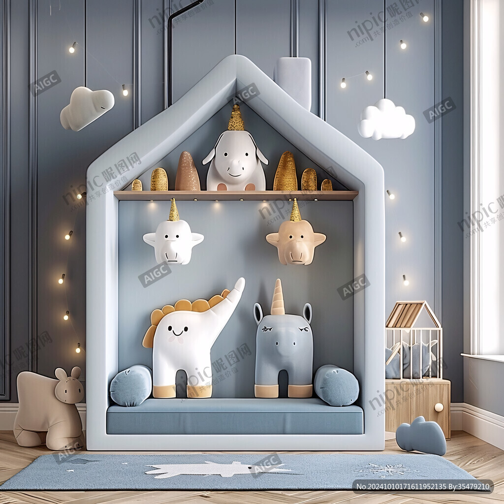 北极熊儿童房背景墙