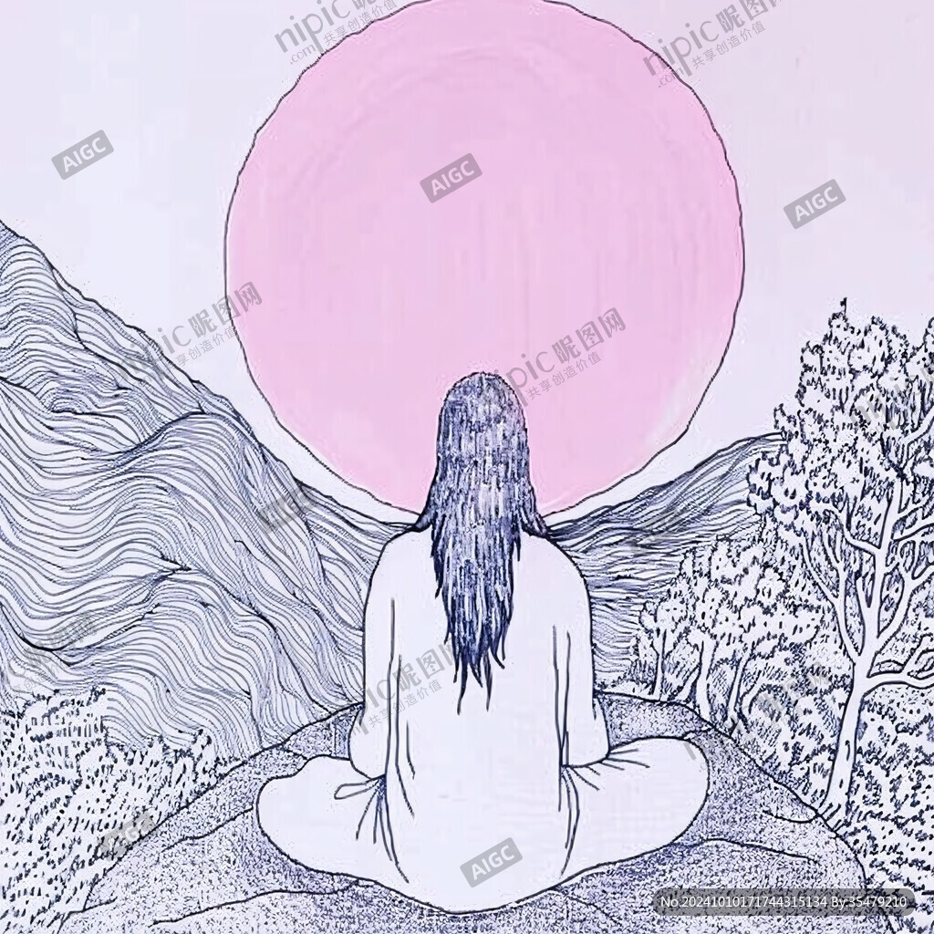 打坐新中式水墨