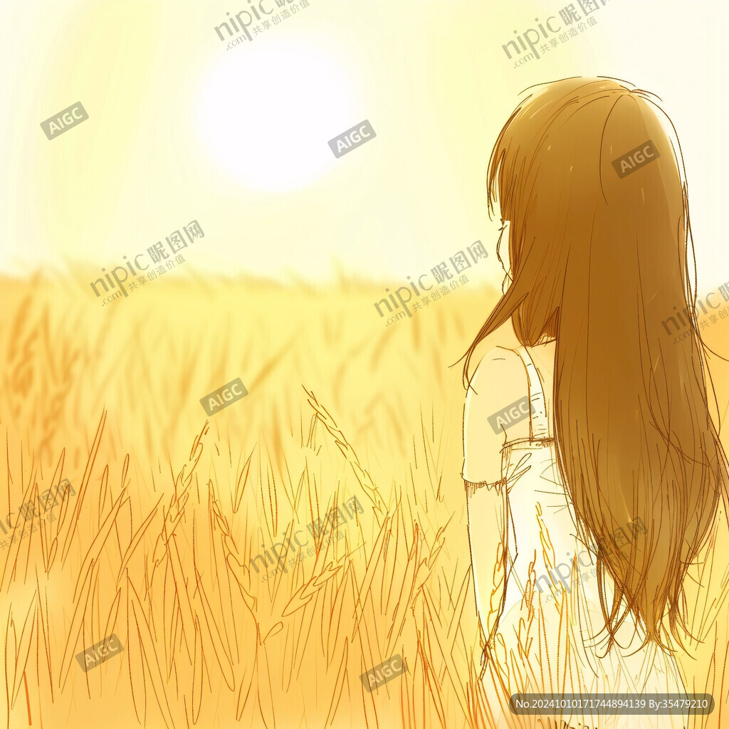 小麦田插画