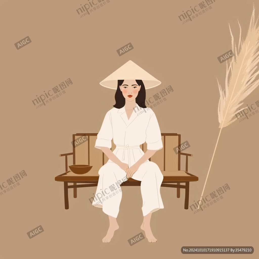 坐姿人物插画