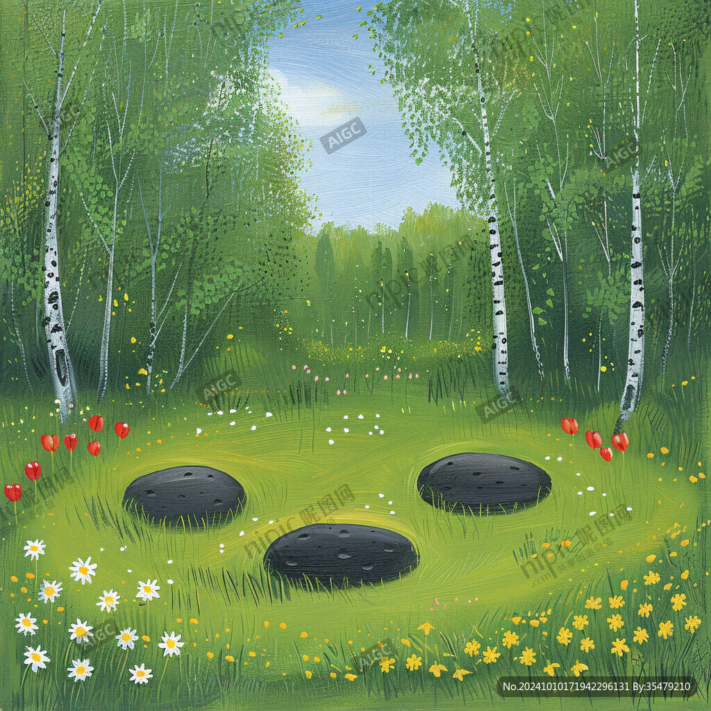 白桦林插画