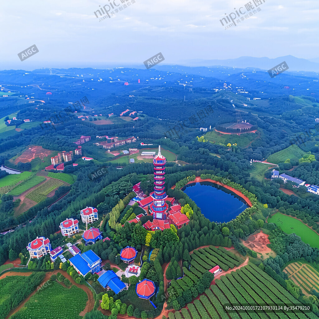 航拍龙桥生态园