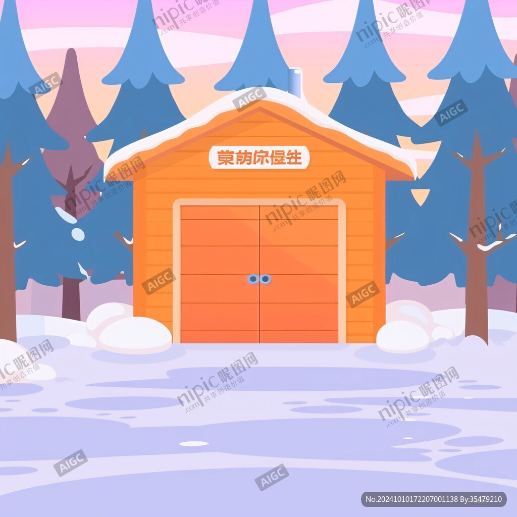 雪景冰箱插画