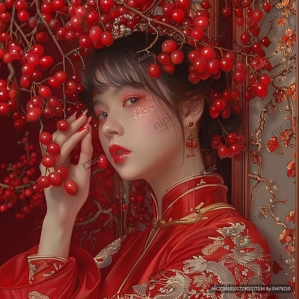 红衣少女设计古风