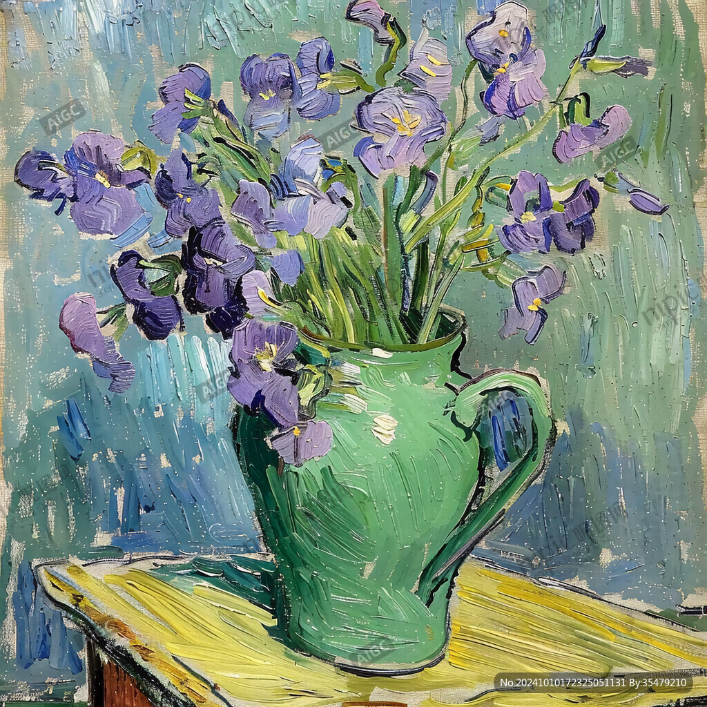 油画风格鸢尾花素材