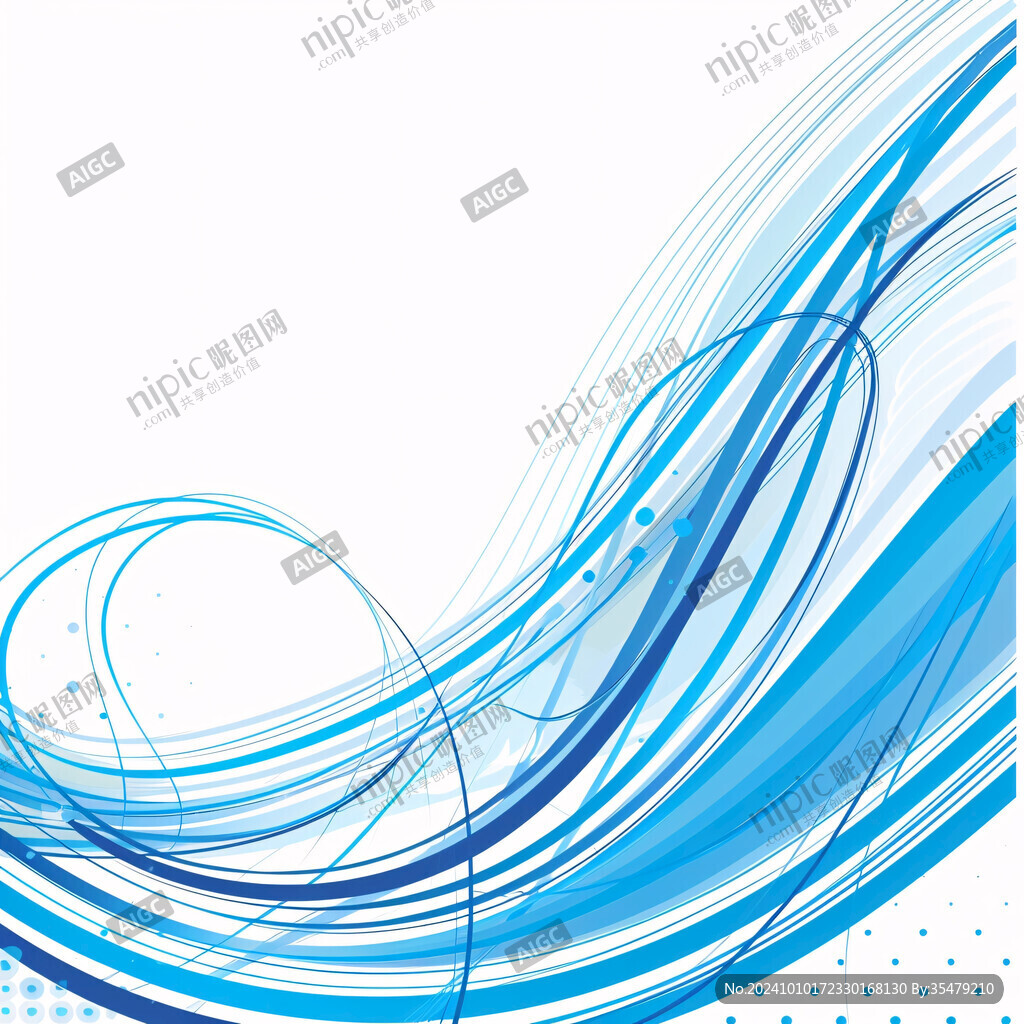 蓝白波浪线条