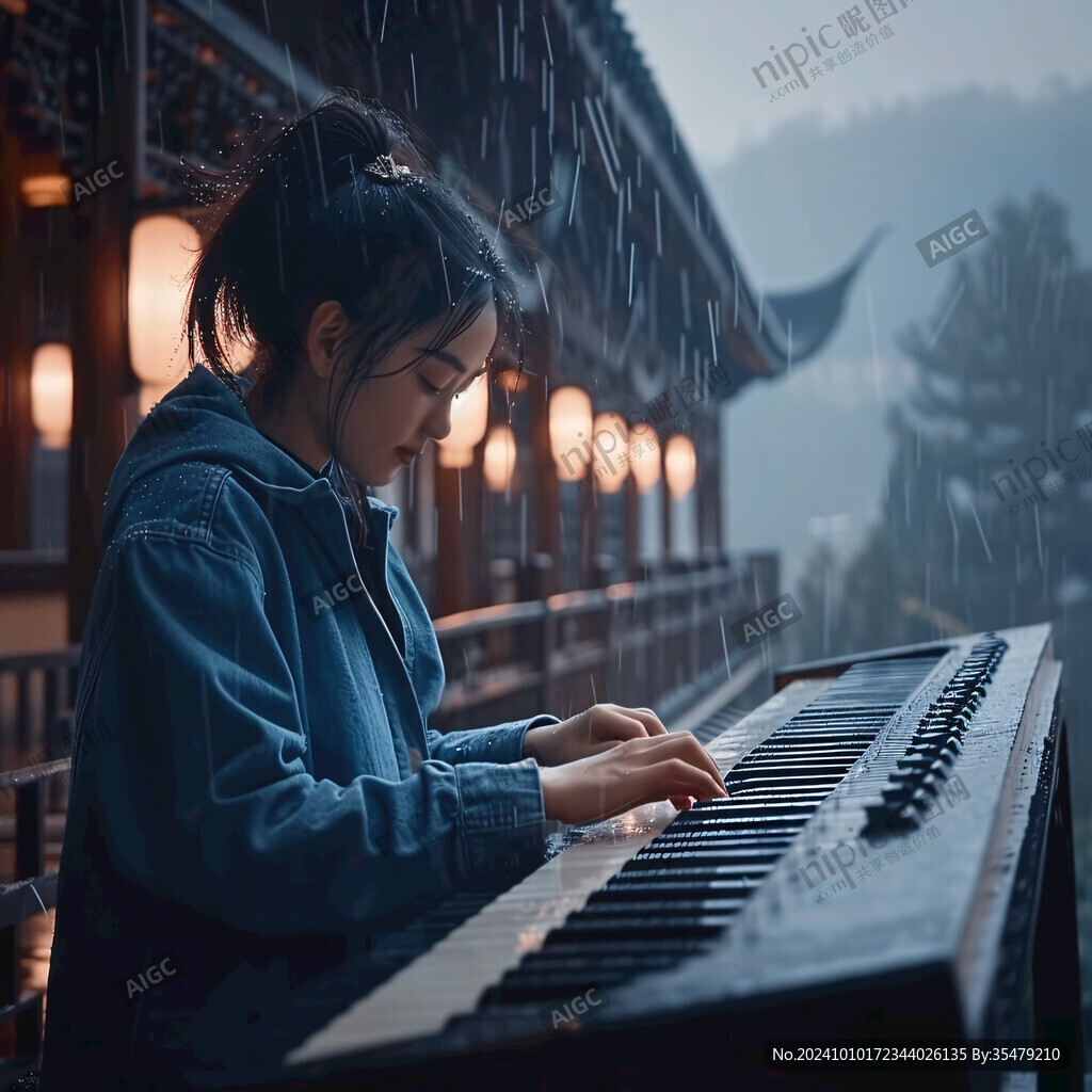 弹琴的少女