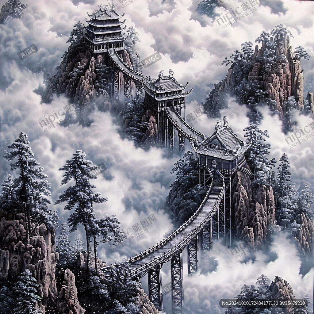 黄鹤楼手绘黄鹤楼油画