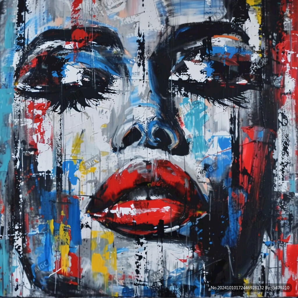 人脸色块拼接装饰画