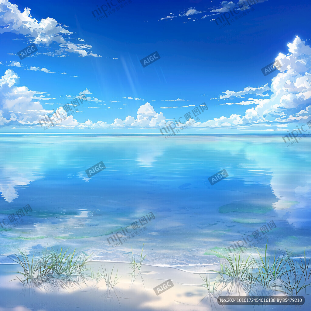 插画蓝天大海