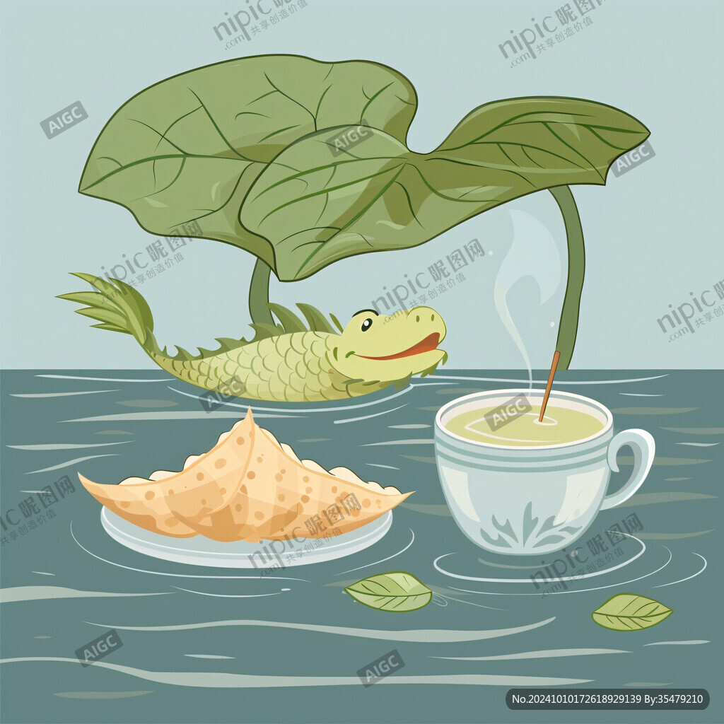 荷叶茶插画