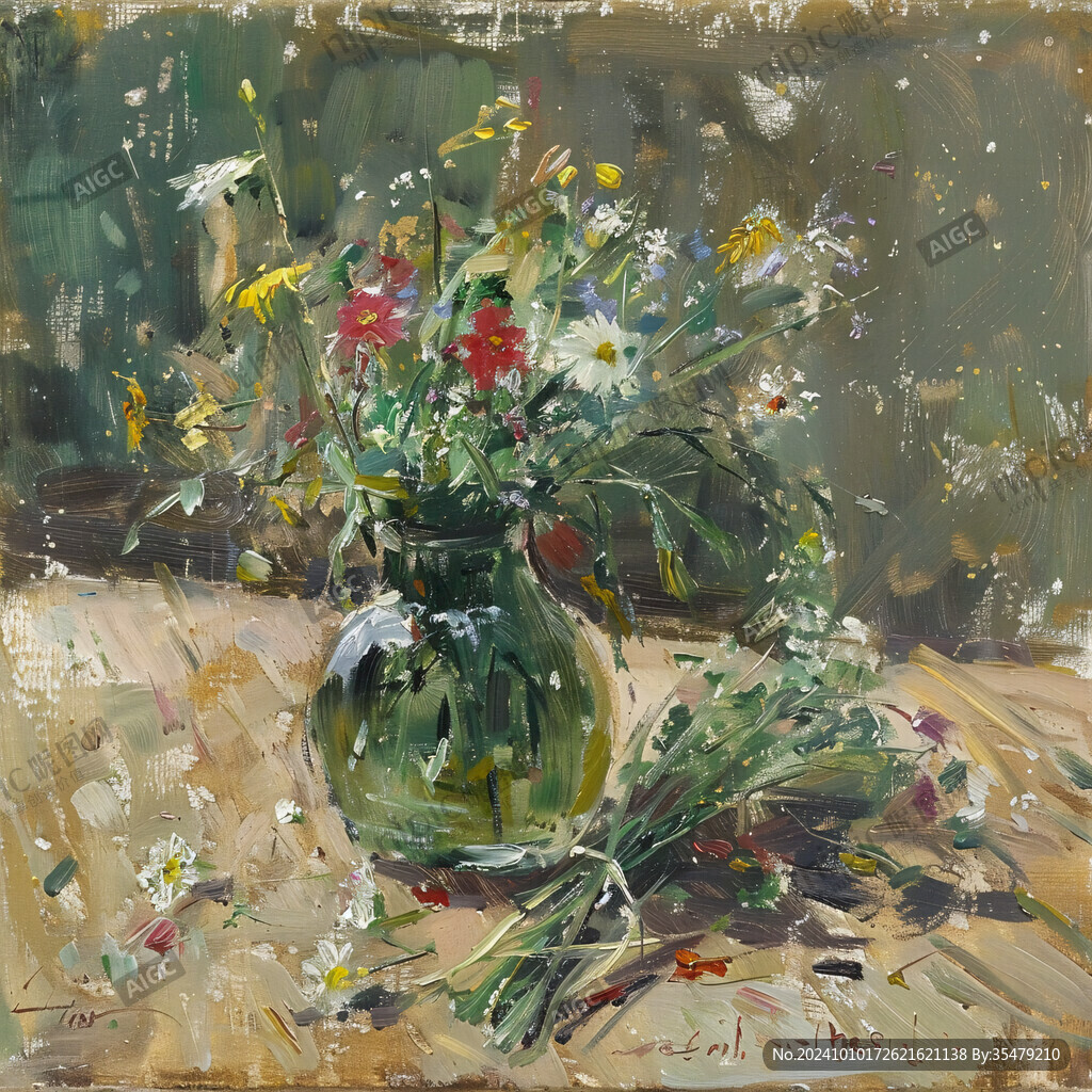 花瓶装饰花艺油画