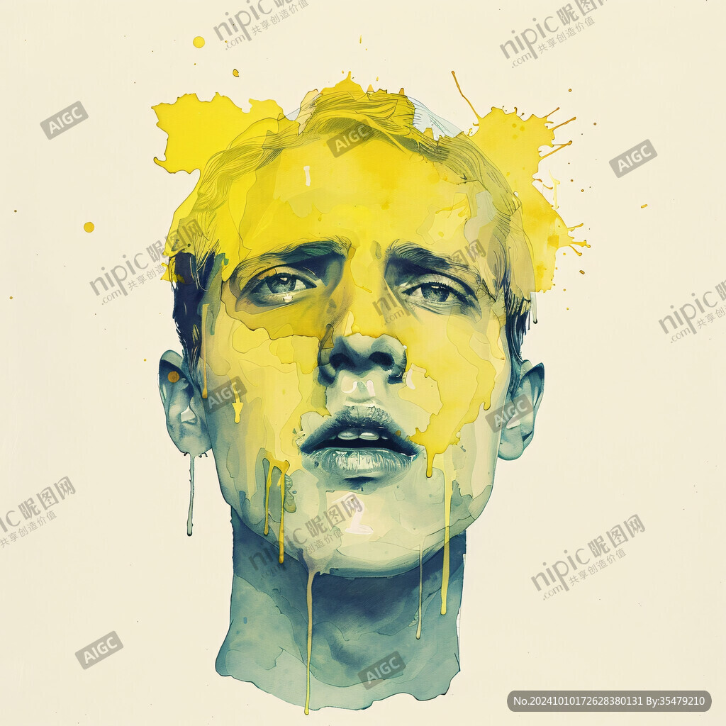 人脸色块拼接装饰画