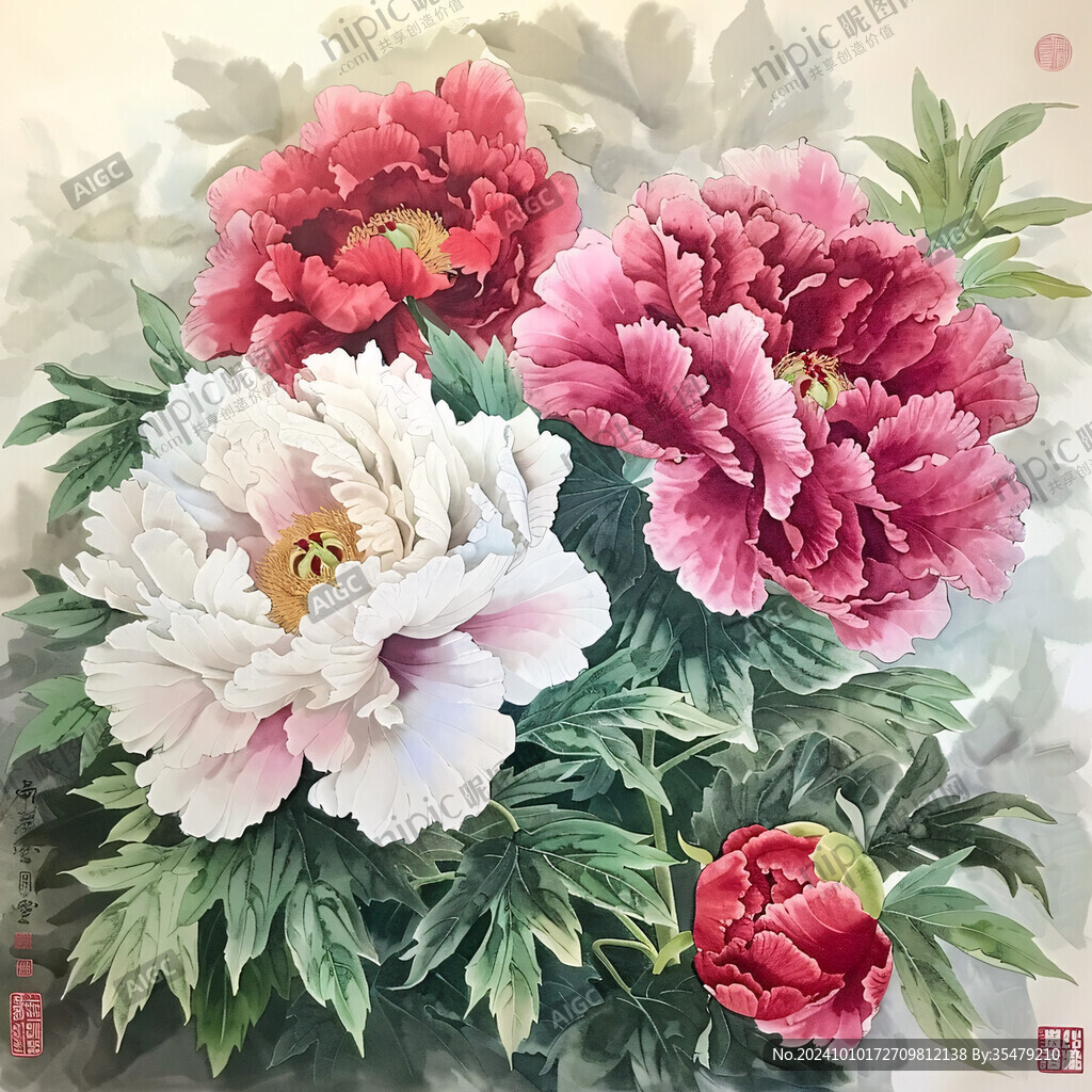 巨幅牡丹花