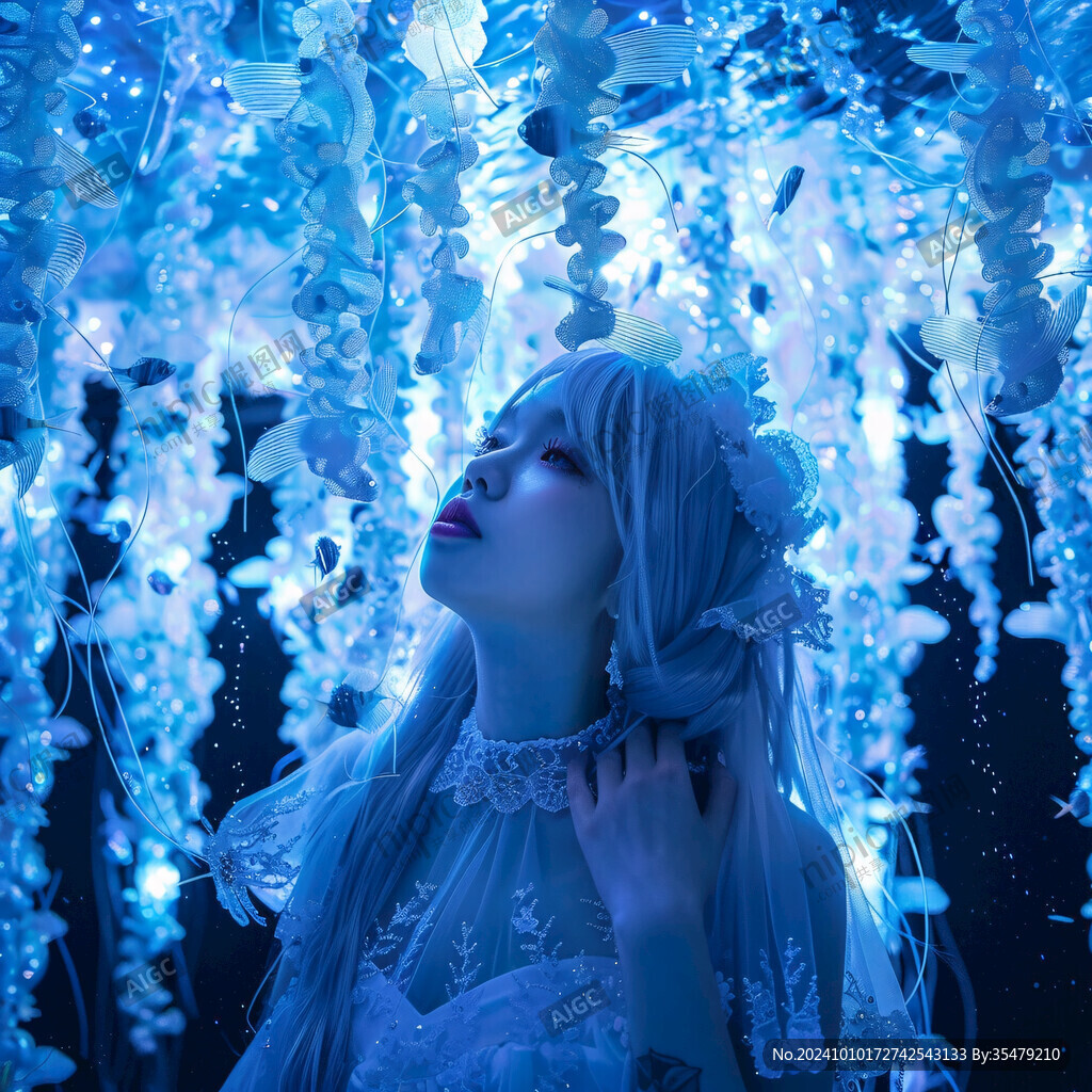 梦幻唯美蓝色系少女