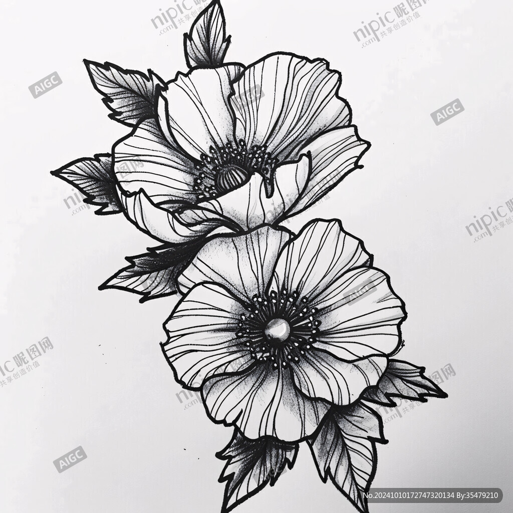 手绘蜀葵