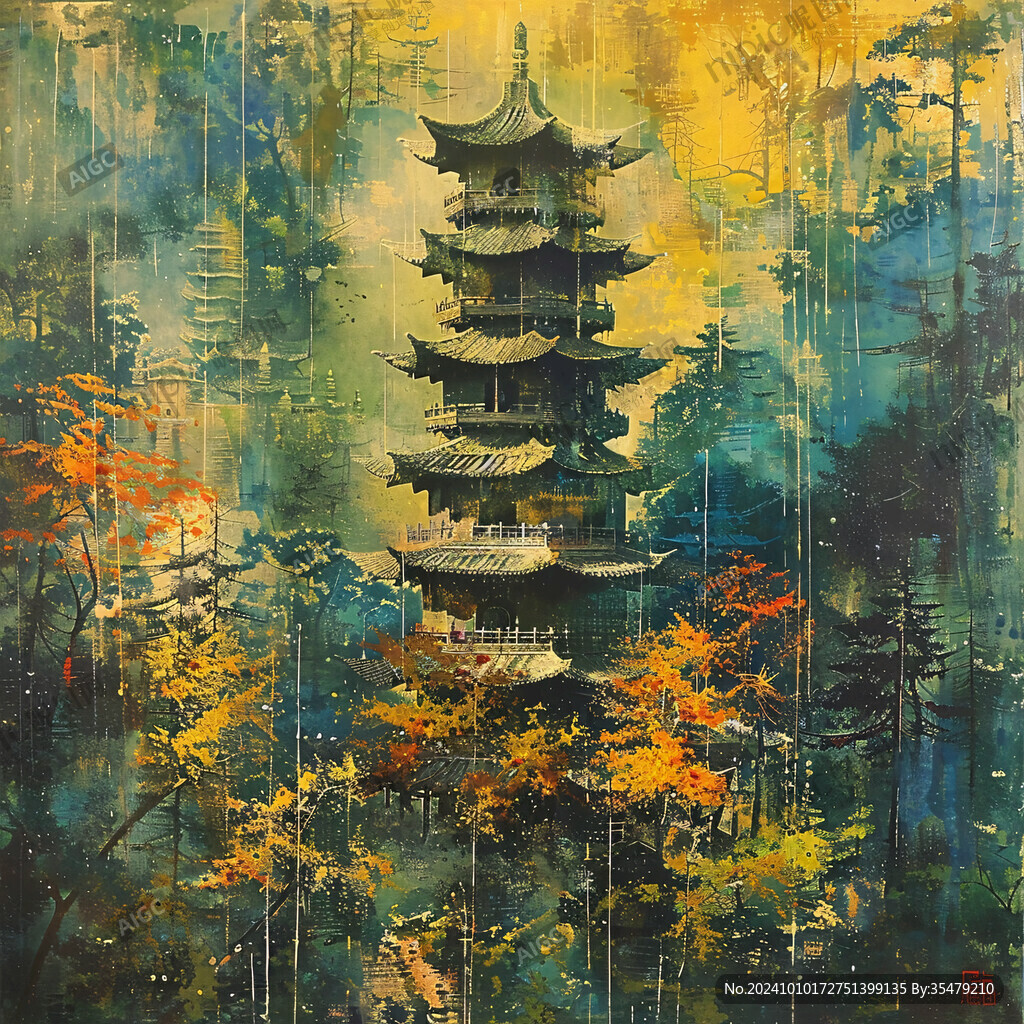 飞英塔插画
