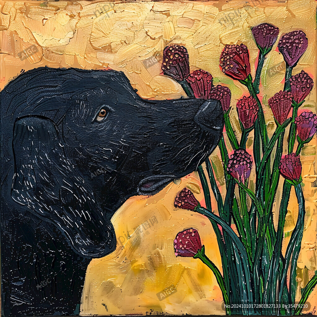 漂亮的狗狗油画