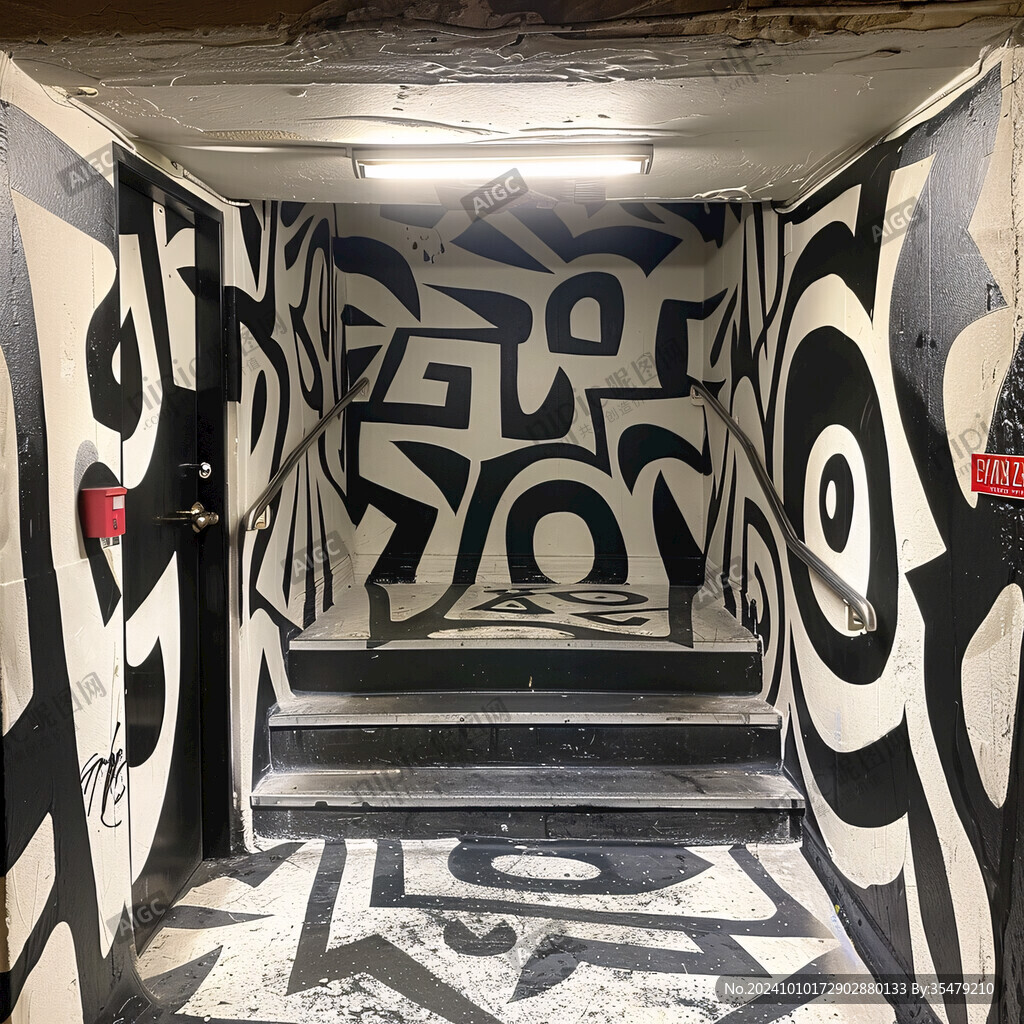 楼梯墙涂鸦