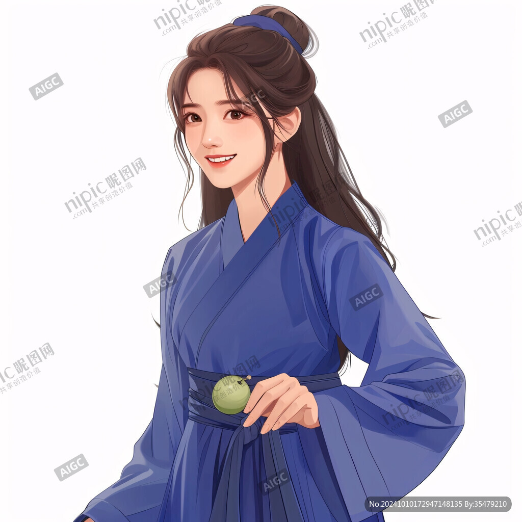 西梅卡通汉服女孩