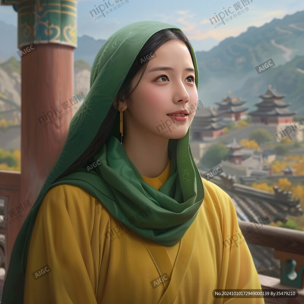 回族美女插画
