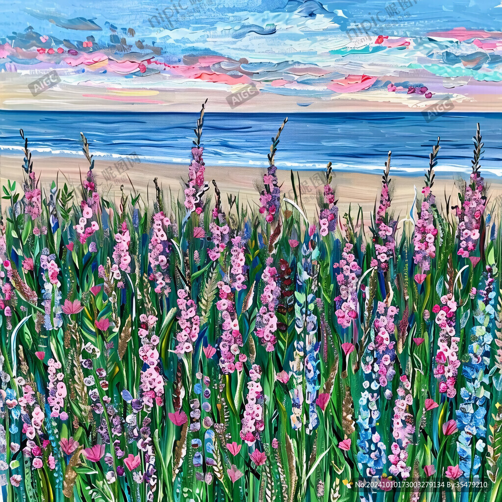 电脑油画勿忘我油画