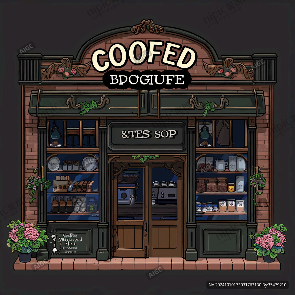 复古咖啡店门头